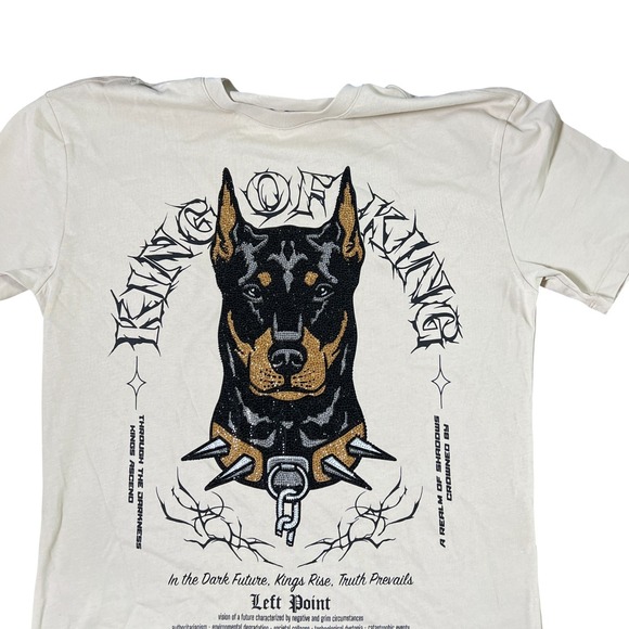 Left Point Mens‎ Dark Future Doberman Rhinestone T-Shirt Size Extra Large Urban - Picture 4 of 12
